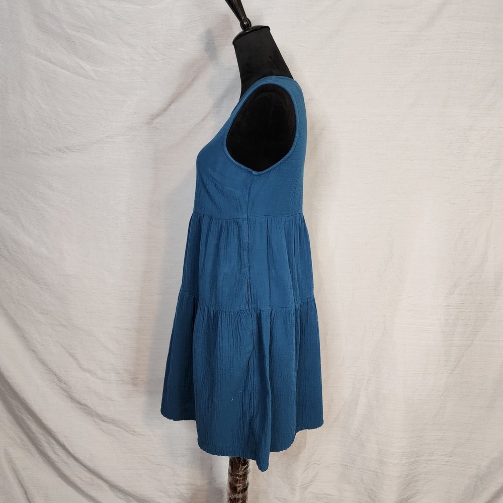 UNIVERSAL THREAD Size XS Teal Peacock Blue Gauze Cotton Tiered Summer Sundress - Picture 3 of 8